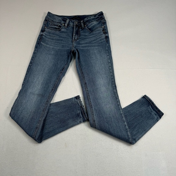 7 For All Mankind Denim - Silver Suki Skinny Jeans Womens Size 27X31 Medium Wash Mid Rise Stretch